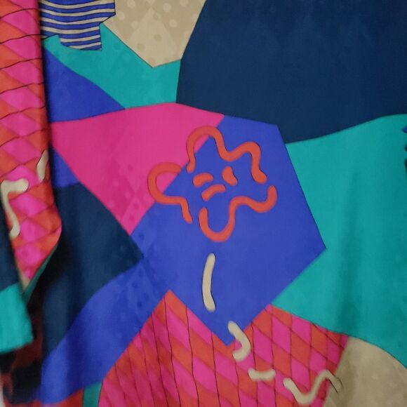 Women's VTG Jaymee Papell Multicolor 3/4 Sleeve Midi Summer Dress Sz 12 NWOT - Picture 6 of 9